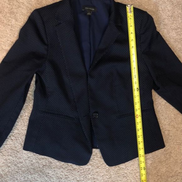 Ann Taylor NWOT Navy Blue White Dot Blazer Jacket, Size 8 - Picture 3 of 10